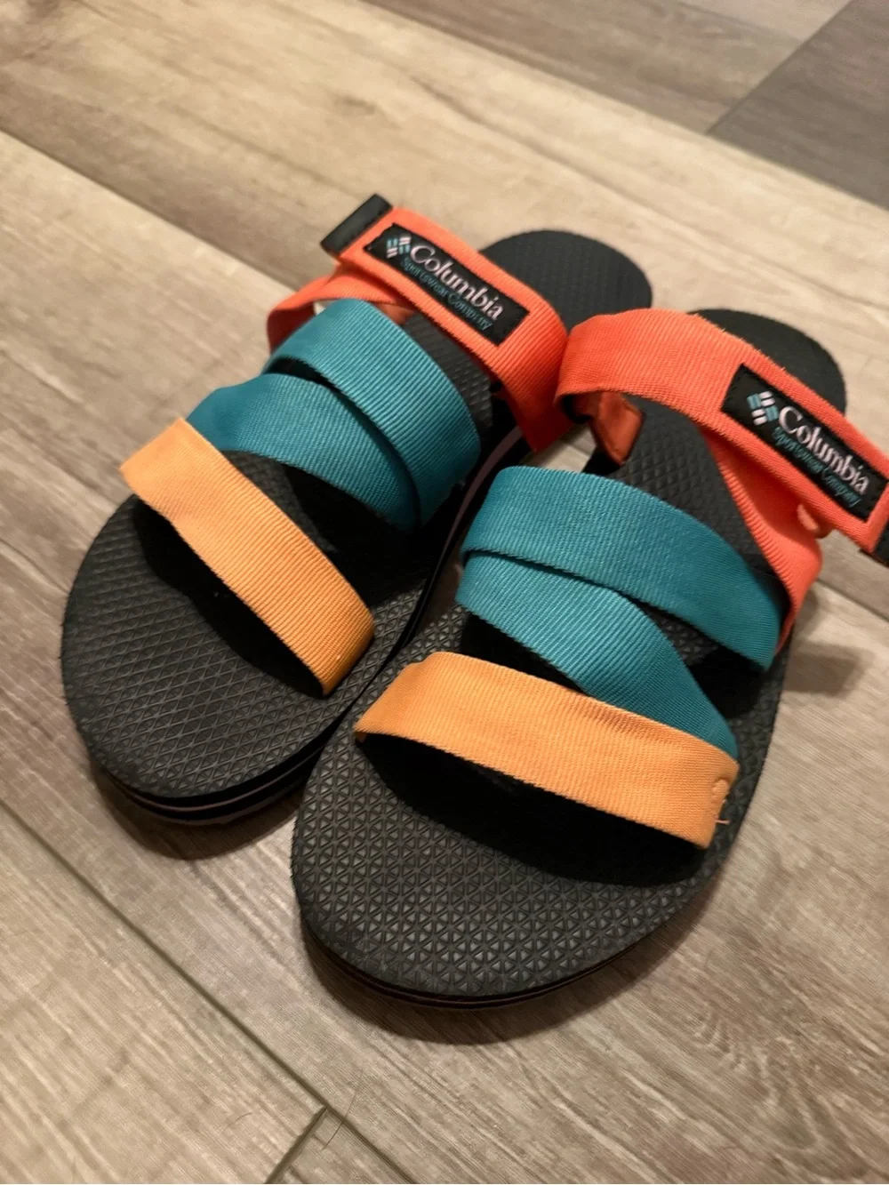 Columbia Orange Teal Black Strap Sandals- Alava Sandals